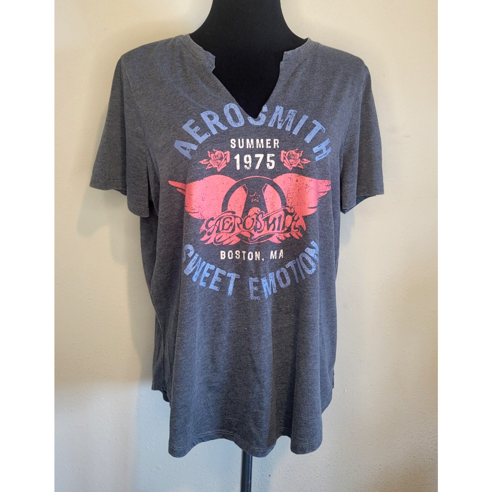 Aerosmith Sweet Emotion Gray Women’s 0X T‑Shirt Officially Licensed Rock Band